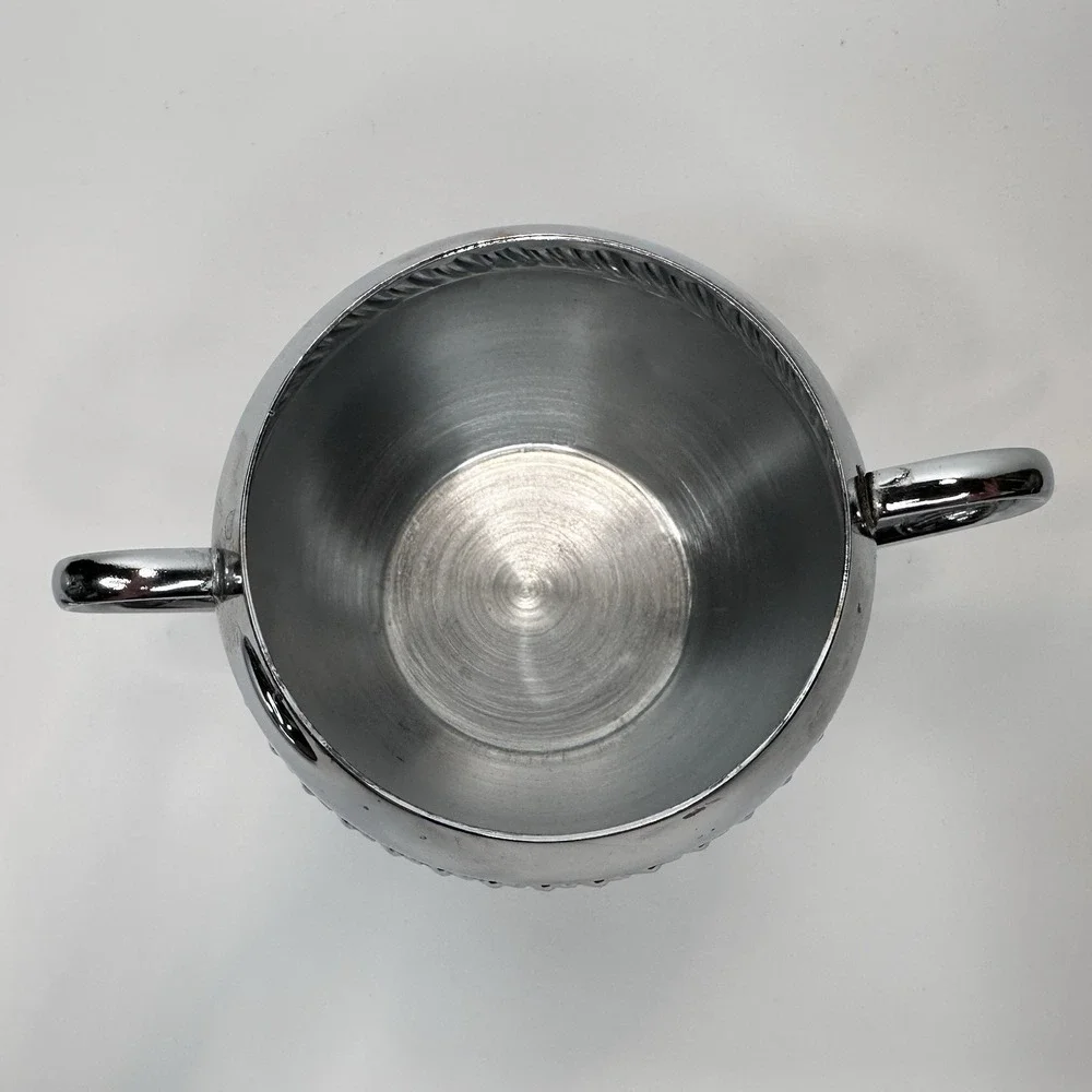 Vintage Irvinware Sugar &‎ Creamer Serving Set Chrome Tone Makers Mark MCM USA
